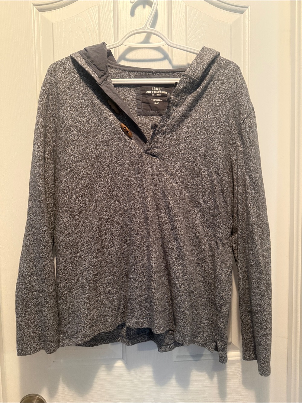 H&M L.O.G.G. Heathered Dark Gray Hooded Knit